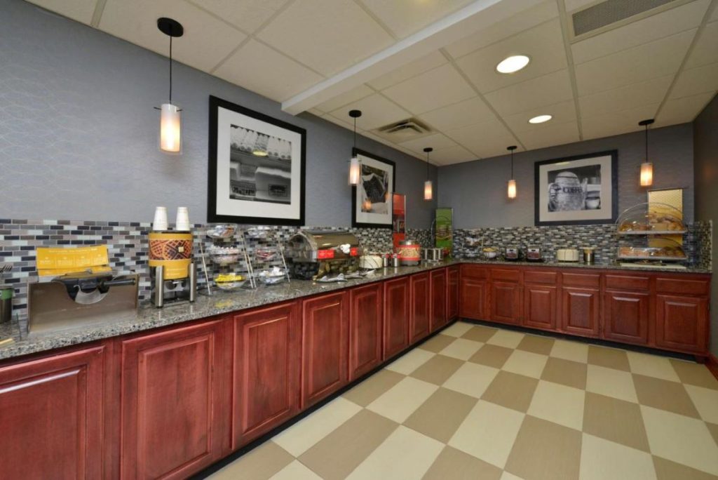 The breakfast buffet at the Hampton Inn East Aurora, one of the best hotels for a Bills home game.