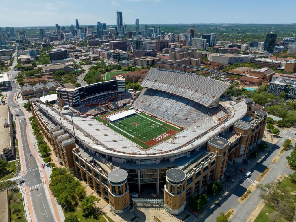 the football stadium in Austin where the Texas Longhorns play NCAA Division 1 football.