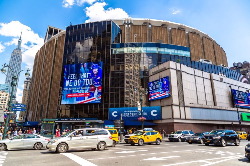 The exterior of Madison Square Gardens in Manhattan.