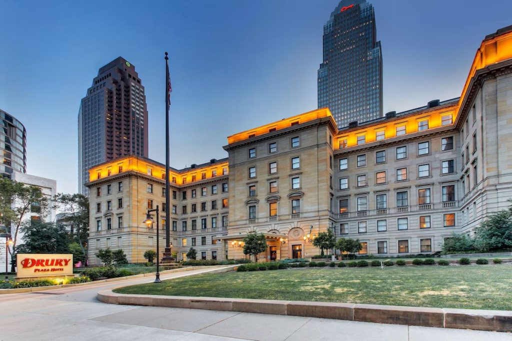 The exterior of the Drury Plaza Hotel Cleveland Downtown.