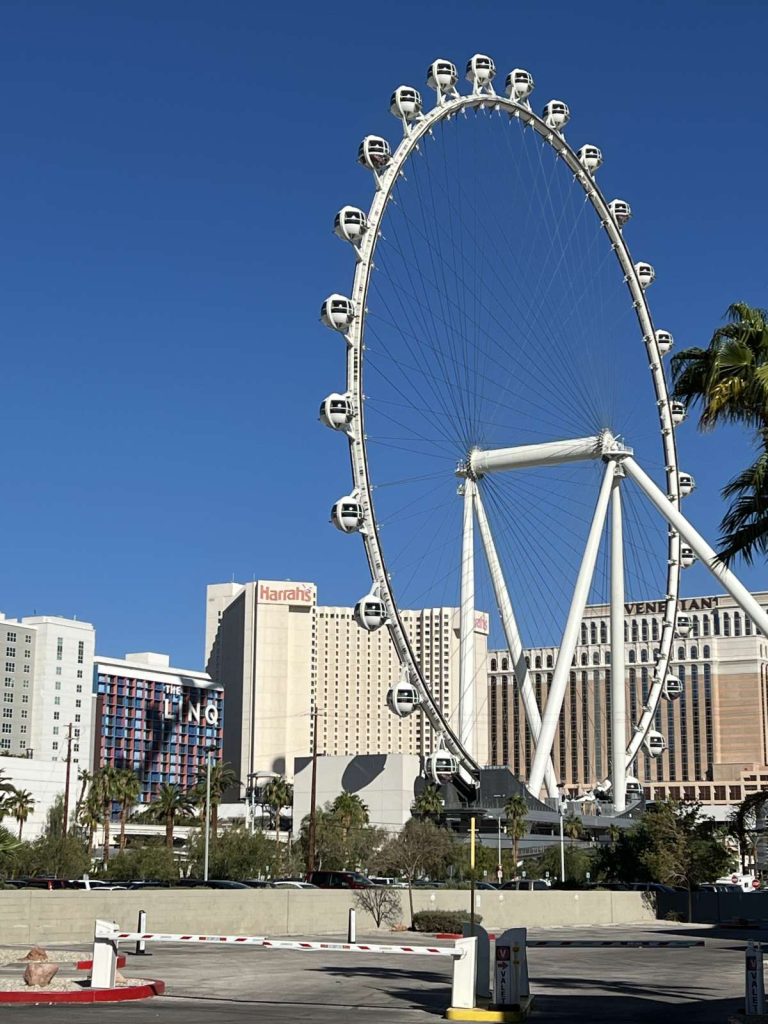 The High Roller Wheel at the LINQ Hotel on the strip in Las Vegas, NV.