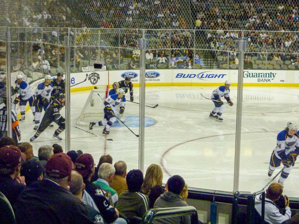 I had great hockey seats for the NHL game between the St. Louis Blues and the Dallas Stars.