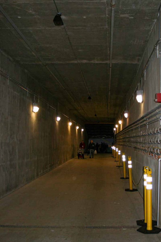 The tunnel the Green Bay Packers players use to enter the playing field at Lambeau Stadium, as seen on a stadium tour.