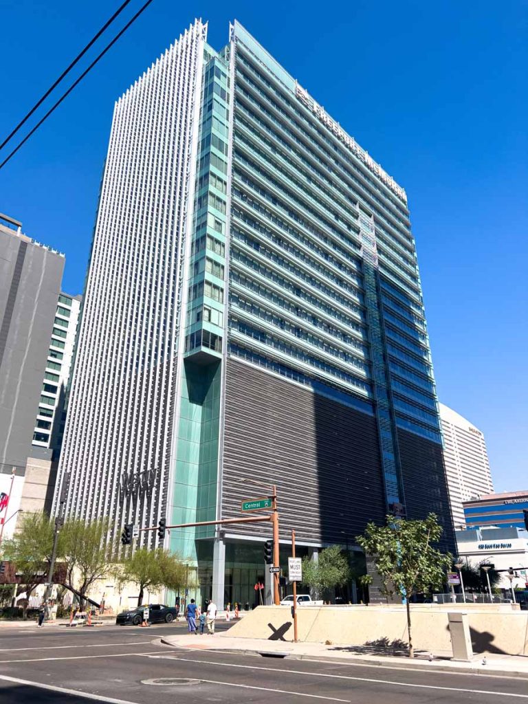 The exterior of the Westing Phoenix Downtown hotel - one of my picks for the best hotels for an Arizona Diamondbacks game.