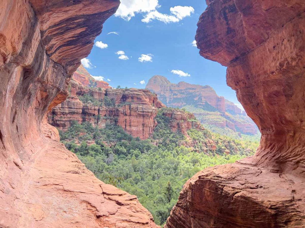 The view from inside the Boynton Cave on a popular hike just outside of Sedona, AZ.