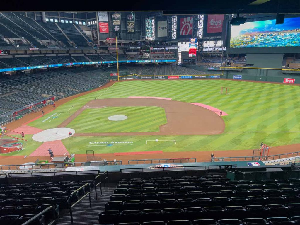 A view of the Diamondbacks playing field from the Diamond level seating at Chase Field.