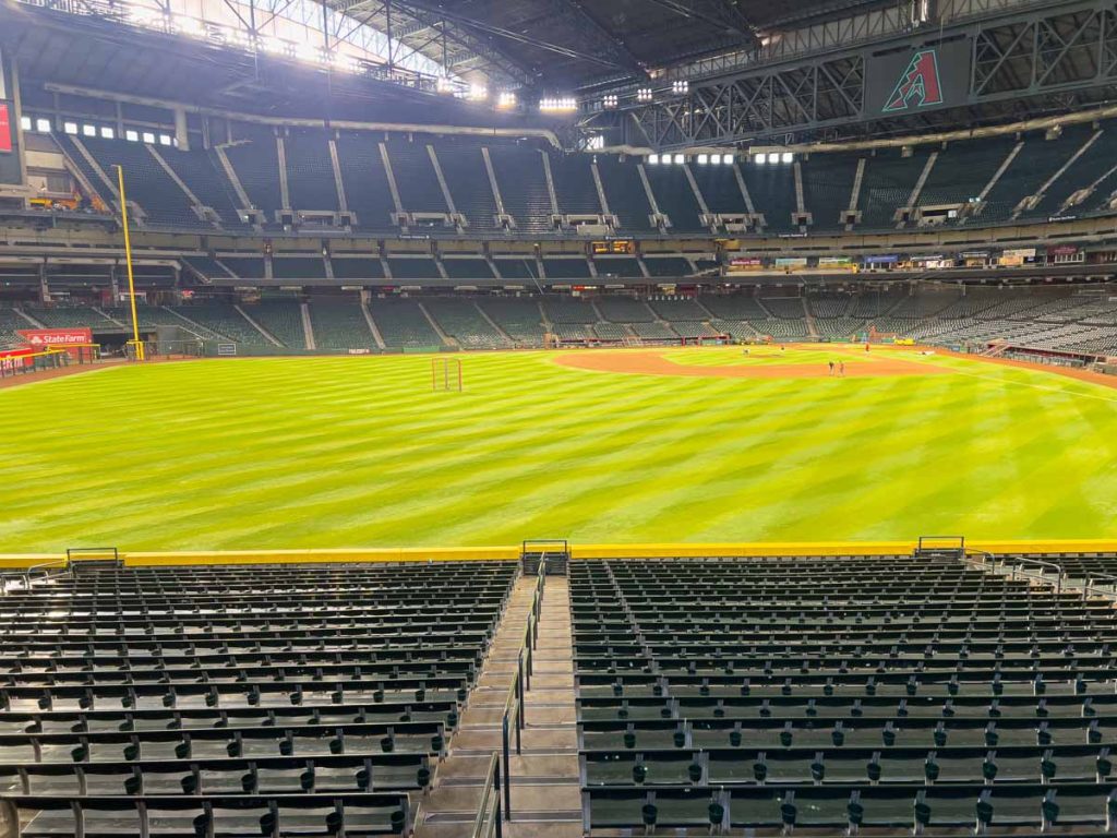 The left field bleacher seats for Arizona Diamondbacks games  at Chase Field.