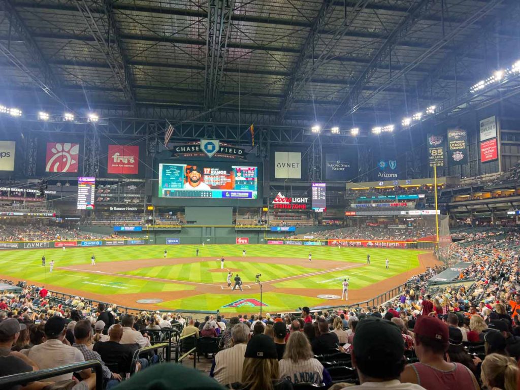 A view of an Arizona Diamondbacks game from Section 122, Row 33.