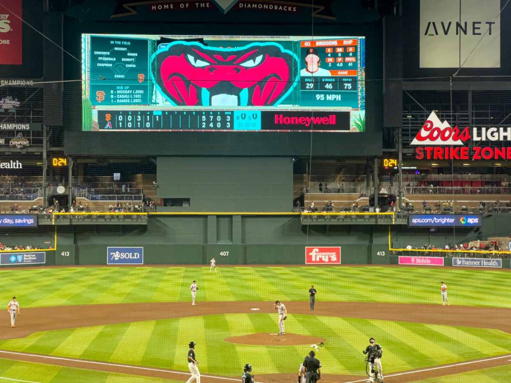 The San Francisco Giants vs the Arizona Diamondbacks at Chase Field.