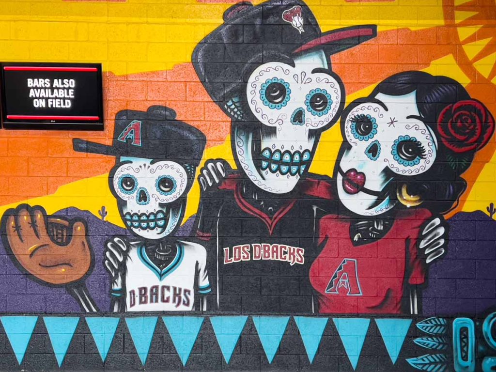 A colorful mural displayed in the concourse at Chase Field, Phoenix.