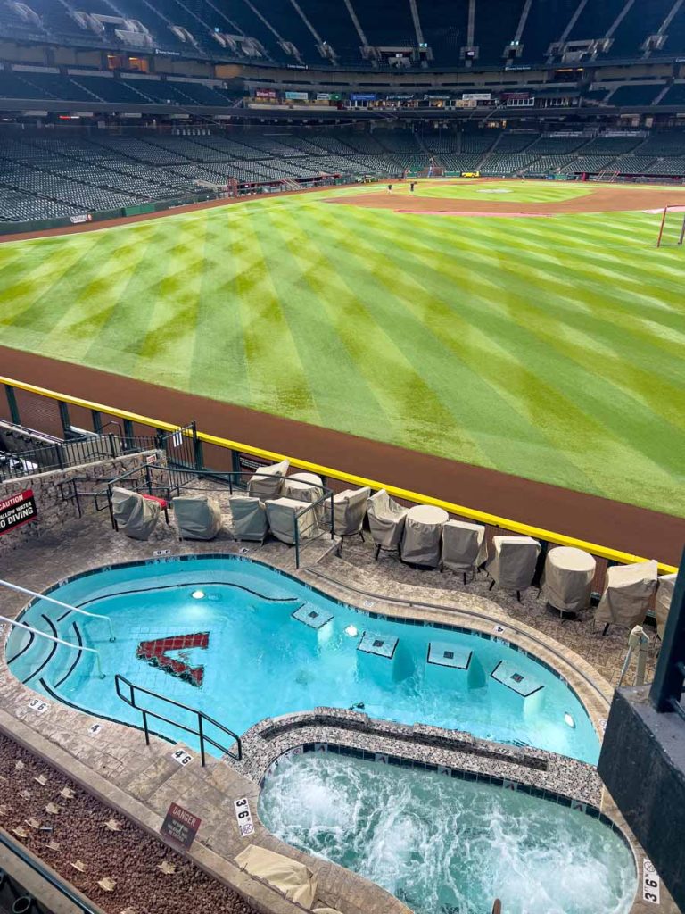 Watching a Diamondbacks game from the swimming pool at Chase Field is one of the most unique seating opportunities in MLB.